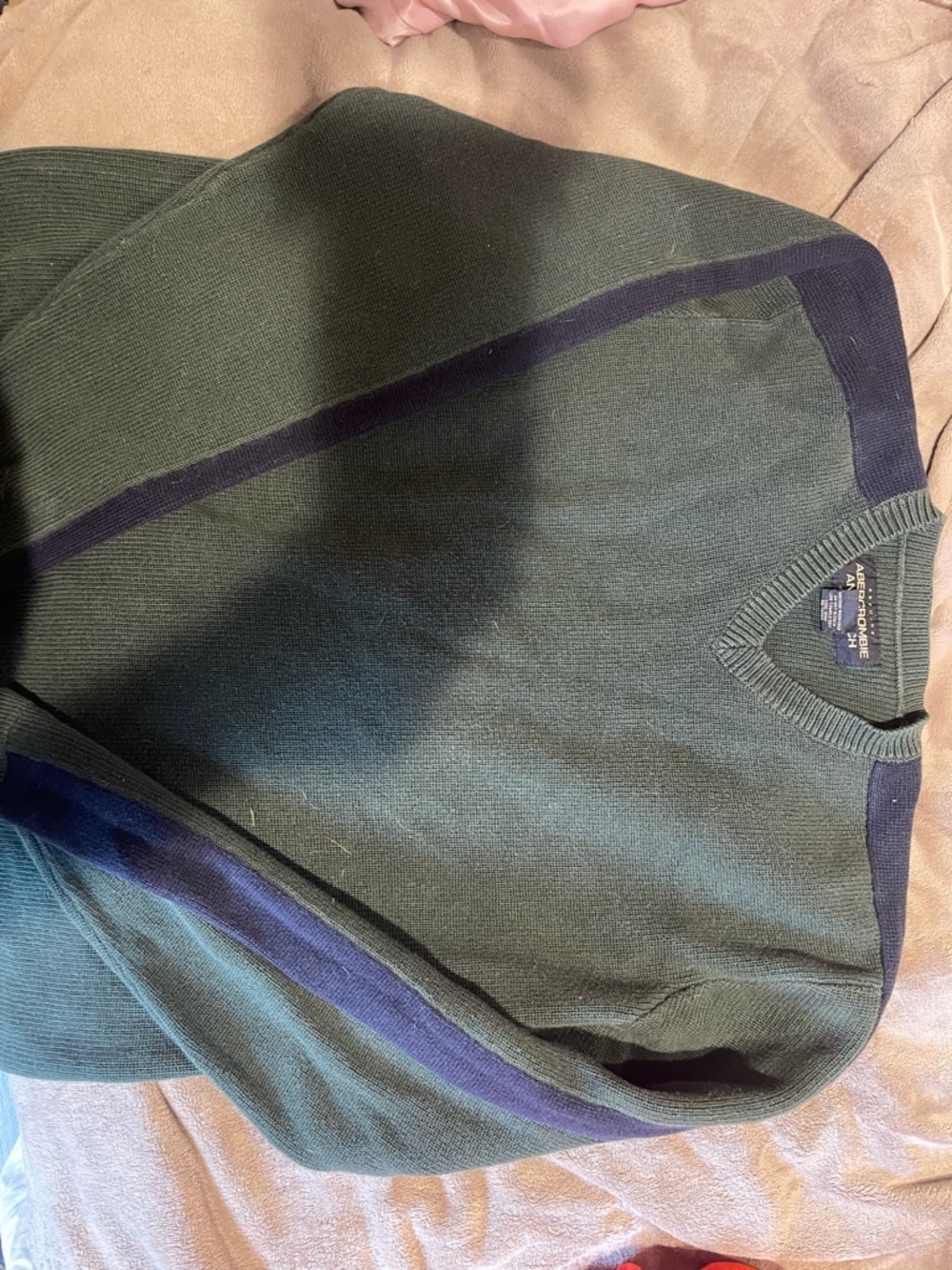 Abercrombie & Fitch Forest Green Sweater with Navy Accent